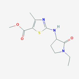 molecular formula C12H17N3O3S B7309766 Methyl 2-[(1-ethyl-2-oxopyrrolidin-3-yl)amino]-4-methyl-1,3-thiazole-5-carboxylate 