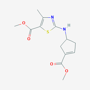 molecular formula C13H16N2O4S B7309792 Methyl 2-[(3-methoxycarbonylcyclopent-3-en-1-yl)amino]-4-methyl-1,3-thiazole-5-carboxylate 