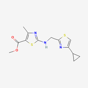 molecular formula C13H15N3O2S2 B7309803 Methyl 2-[(4-cyclopropyl-1,3-thiazol-2-yl)methylamino]-4-methyl-1,3-thiazole-5-carboxylate 