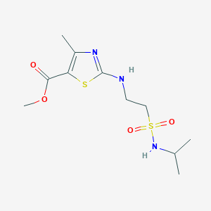 molecular formula C11H19N3O4S2 B7309824 Methyl 4-methyl-2-[2-(propan-2-ylsulfamoyl)ethylamino]-1,3-thiazole-5-carboxylate 