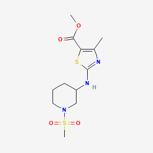 molecular formula C12H19N3O4S2 B7309828 Methyl 4-methyl-2-[(1-methylsulfonylpiperidin-3-yl)amino]-1,3-thiazole-5-carboxylate 