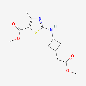 molecular formula C13H18N2O4S B7309843 Methyl 2-[[3-(2-methoxy-2-oxoethyl)cyclobutyl]amino]-4-methyl-1,3-thiazole-5-carboxylate 