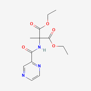 molecular formula C13H17N3O5 B7310150 Diethyl 2-methyl-2-(pyrazine-2-carbonylamino)propanedioate 