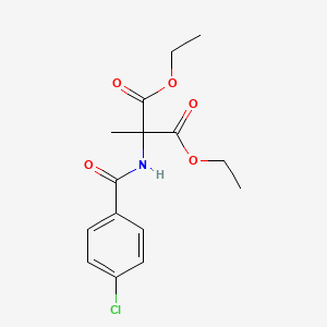 molecular formula C15H18ClNO5 B7310156 Diethyl 2-[(4-chlorobenzoyl)amino]-2-methylpropanedioate 