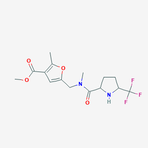 molecular formula C15H19F3N2O4 B7310367 Methyl 2-methyl-5-[[methyl-[5-(trifluoromethyl)pyrrolidine-2-carbonyl]amino]methyl]furan-3-carboxylate 