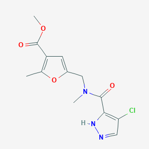 molecular formula C13H14ClN3O4 B7310400 methyl 5-[[(4-chloro-1H-pyrazole-5-carbonyl)-methylamino]methyl]-2-methylfuran-3-carboxylate 