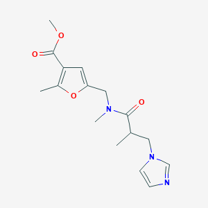 molecular formula C16H21N3O4 B7310466 Methyl 5-[[(3-imidazol-1-yl-2-methylpropanoyl)-methylamino]methyl]-2-methylfuran-3-carboxylate 