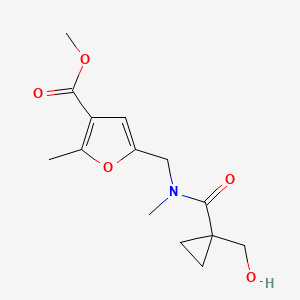 molecular formula C14H19NO5 B7310556 Methyl 5-[[[1-(hydroxymethyl)cyclopropanecarbonyl]-methylamino]methyl]-2-methylfuran-3-carboxylate 