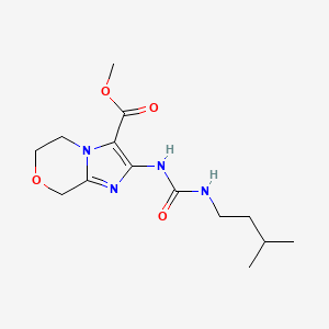 molecular formula C14H22N4O4 B7310640 methyl 2-(3-methylbutylcarbamoylamino)-6,8-dihydro-5H-imidazo[2,1-c][1,4]oxazine-3-carboxylate 