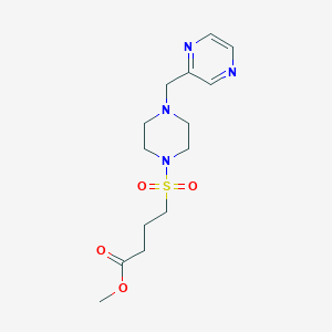 molecular formula C14H22N4O4S B7310705 Methyl 4-[4-(pyrazin-2-ylmethyl)piperazin-1-yl]sulfonylbutanoate 