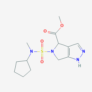 molecular formula C13H20N4O4S B7310752 methyl 5-[cyclopentyl(methyl)sulfamoyl]-4,6-dihydro-1H-pyrrolo[3,4-c]pyrazole-4-carboxylate 