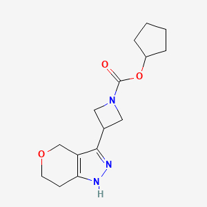 molecular formula C15H21N3O3 B7310761 Cyclopentyl 3-(1,4,6,7-tetrahydropyrano[4,3-c]pyrazol-3-yl)azetidine-1-carboxylate 