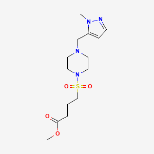 molecular formula C14H24N4O4S B7310786 Methyl 4-[4-[(2-methylpyrazol-3-yl)methyl]piperazin-1-yl]sulfonylbutanoate 