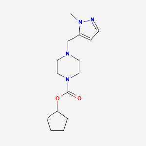 molecular formula C15H24N4O2 B7310796 Cyclopentyl 4-[(2-methylpyrazol-3-yl)methyl]piperazine-1-carboxylate 