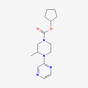 molecular formula C15H22N4O2 B7310880 Cyclopentyl 3-methyl-4-pyrazin-2-ylpiperazine-1-carboxylate 