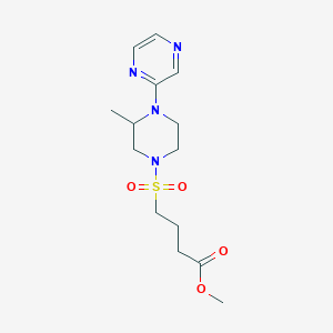 molecular formula C14H22N4O4S B7310898 Methyl 4-(3-methyl-4-pyrazin-2-ylpiperazin-1-yl)sulfonylbutanoate 