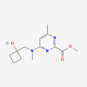 molecular formula C13H19N3O3 B7311363 Methyl 4-[(1-hydroxycyclobutyl)methyl-methylamino]-6-methylpyrimidine-2-carboxylate 