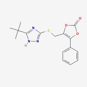 4-[(5-tert-butyl-1H-1,2,4-triazol-3-yl)sulfanylmethyl]-5-phenyl-1,3-dioxol-2-one