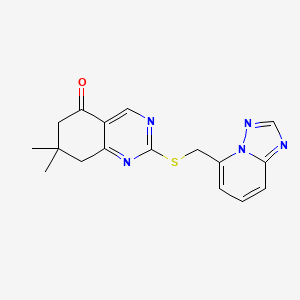 7,7-Dimethyl-2-([1,2,4]triazolo[1,5-a]pyridin-5-ylmethylsulfanyl)-6,8-dihydroquinazolin-5-one