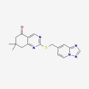 7,7-Dimethyl-2-([1,2,4]triazolo[1,5-a]pyridin-7-ylmethylsulfanyl)-6,8-dihydroquinazolin-5-one