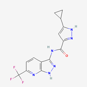 5-cyclopropyl-N-[6-(trifluoromethyl)-1H-pyrazolo[3,4-b]pyridin-3-yl]-1H-pyrazole-3-carboxamide