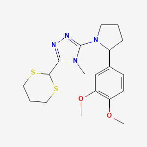 3-[2-(3,4-Dimethoxyphenyl)pyrrolidin-1-yl]-5-(1,3-dithian-2-yl)-4-methyl-1,2,4-triazole