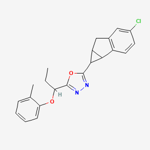 2-(4-Chloro-1,1a,6,6a-tetrahydrocyclopropa[a]inden-1-yl)-5-[1-(2-methylphenoxy)propyl]-1,3,4-oxadiazole