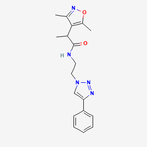 2-(3,5-dimethyl-1,2-oxazol-4-yl)-N-[2-(4-phenyltriazol-1-yl)ethyl]propanamide