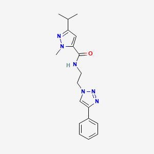 2-methyl-N-[2-(4-phenyltriazol-1-yl)ethyl]-5-propan-2-ylpyrazole-3-carboxamide