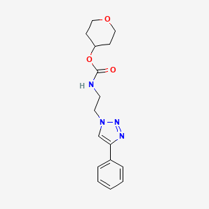 molecular formula C16H20N4O3 B7312222 oxan-4-yl N-[2-(4-phenyltriazol-1-yl)ethyl]carbamate 