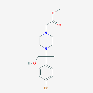 molecular formula C16H23BrN2O3 B7312460 Methyl 2-[4-[2-(4-bromophenyl)-1-hydroxypropan-2-yl]piperazin-1-yl]acetate 