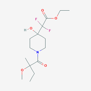 molecular formula C15H25F2NO5 B7312758 Ethyl 2,2-difluoro-2-[4-hydroxy-1-(2-methoxy-2-methylbutanoyl)piperidin-4-yl]acetate 