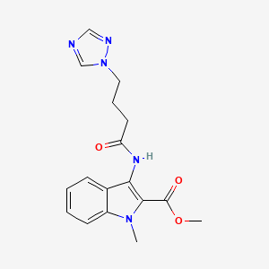 molecular formula C17H19N5O3 B7312786 Methyl 1-methyl-3-[4-(1,2,4-triazol-1-yl)butanoylamino]indole-2-carboxylate 