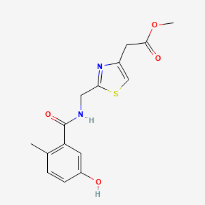 molecular formula C15H16N2O4S B7312791 Methyl 2-[2-[[(5-hydroxy-2-methylbenzoyl)amino]methyl]-1,3-thiazol-4-yl]acetate 