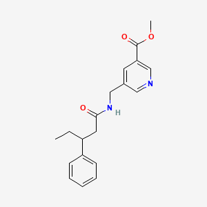 molecular formula C19H22N2O3 B7312838 Methyl 5-[(3-phenylpentanoylamino)methyl]pyridine-3-carboxylate 