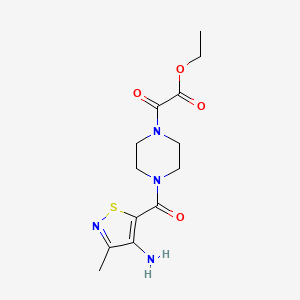 molecular formula C13H18N4O4S B7312923 Ethyl 2-[4-(4-amino-3-methyl-1,2-thiazole-5-carbonyl)piperazin-1-yl]-2-oxoacetate 