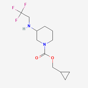 molecular formula C12H19F3N2O2 B7313041 Cyclopropylmethyl 3-(2,2,2-trifluoroethylamino)piperidine-1-carboxylate 