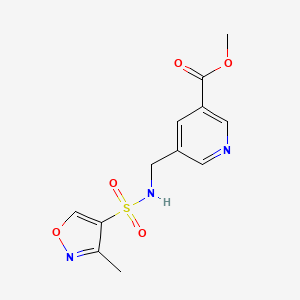 molecular formula C12H13N3O5S B7313150 Methyl 5-[[(3-methyl-1,2-oxazol-4-yl)sulfonylamino]methyl]pyridine-3-carboxylate 