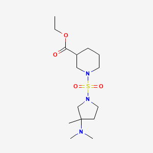 molecular formula C15H29N3O4S B7313179 Ethyl 1-[3-(dimethylamino)-3-methylpyrrolidin-1-yl]sulfonylpiperidine-3-carboxylate 