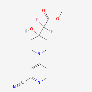 molecular formula C15H17F2N3O3 B7313408 Ethyl 2-[1-(2-cyanopyridin-4-yl)-4-hydroxypiperidin-4-yl]-2,2-difluoroacetate 