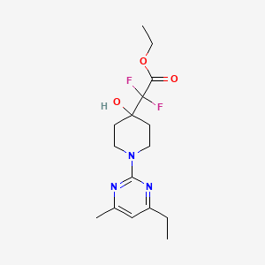 molecular formula C16H23F2N3O3 B7313424 Ethyl 2-[1-(4-ethyl-6-methylpyrimidin-2-yl)-4-hydroxypiperidin-4-yl]-2,2-difluoroacetate 