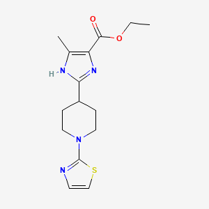 molecular formula C15H20N4O2S B7313453 ethyl 5-methyl-2-[1-(1,3-thiazol-2-yl)piperidin-4-yl]-1H-imidazole-4-carboxylate 