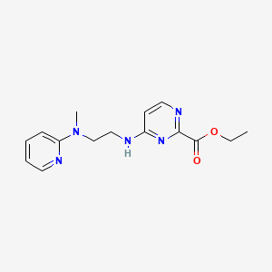 molecular formula C15H19N5O2 B7313481 Ethyl 4-[2-[methyl(pyridin-2-yl)amino]ethylamino]pyrimidine-2-carboxylate 