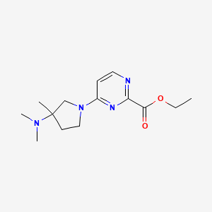 molecular formula C14H22N4O2 B7313538 Ethyl 4-[3-(dimethylamino)-3-methylpyrrolidin-1-yl]pyrimidine-2-carboxylate 