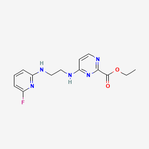 molecular formula C14H16FN5O2 B7313560 Ethyl 4-[2-[(6-fluoropyridin-2-yl)amino]ethylamino]pyrimidine-2-carboxylate 