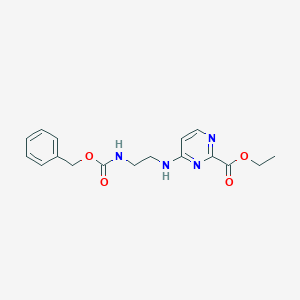 molecular formula C17H20N4O4 B7313569 Ethyl 4-[2-(phenylmethoxycarbonylamino)ethylamino]pyrimidine-2-carboxylate 