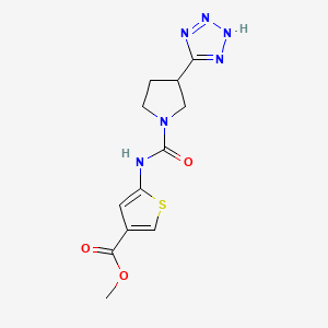 molecular formula C12H14N6O3S B7313704 methyl 5-[[3-(2H-tetrazol-5-yl)pyrrolidine-1-carbonyl]amino]thiophene-3-carboxylate 