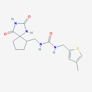 1-[(2,4-Dioxo-1,3-diazaspiro[4.4]nonan-9-yl)methyl]-3-[(4-methylthiophen-2-yl)methyl]urea