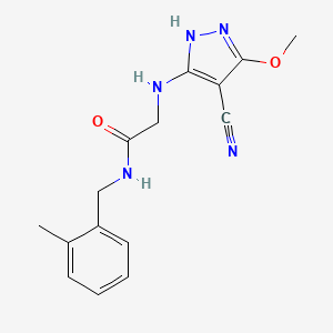 2-[(4-cyano-3-methoxy-1H-pyrazol-5-yl)amino]-N-[(2-methylphenyl)methyl]acetamide