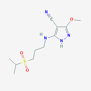 3-methoxy-5-(3-propan-2-ylsulfonylpropylamino)-1H-pyrazole-4-carbonitrile